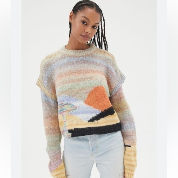 Urban Outfitters Ventura Landscape Mushroom Cropped Sweater - Picture 2 of 10